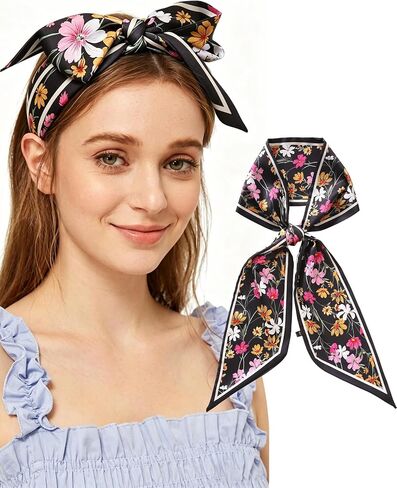 Purse Scarf for Handbags Long Skinny Scarf Bandana Silk Feeling Head Scarf Hair Neck Scarves for Women Bag in Saudi Arabia