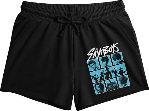 Kpop Demon Hunters Saja Boys Grid Women's Black Lounge Shorts in Saudi Arabia
