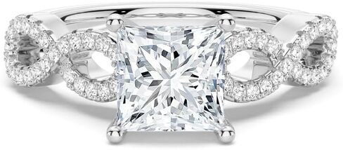 MSBLUE® Moissanite Engagement Ring, 1.5CT Twisted Infinity Vintage Pavé Princess Cut in Saudi Arabia
