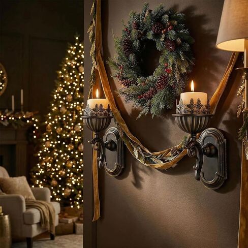 AIM & GGKK Wall Candle Holder Sconce, Set of 2 Vintage Metal Crown Design Wall Mounted Candle Holder for Pillar Candles, Antique Bronze Decorative Wall Sconce for Living Room Hallway Entryway in Saudi Arabia