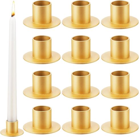 48 Pcs Gold Metal Taper Candle Holders Bulk for Wedding Pillar Candles Taper Candlesticks Holders Centerpieces Short Candle Stick Dinner Decor for Party Anniversary Dinning Table Gift (48, Gold) in Kuwait