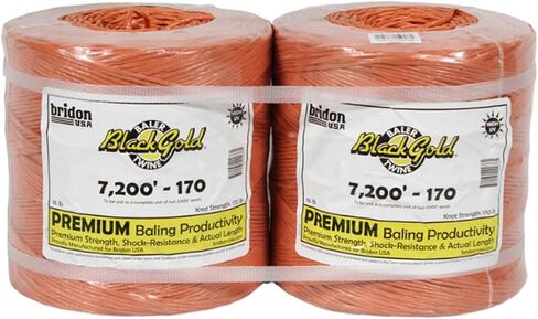 Bridon Black Gold Orange Hay Baling Twine, 170 Pound Knot Strength and 7,200 Foot Length, 2 3,600 Foot Spools, Crop Baling, Christmas Tree wrap in Saudi Arabia