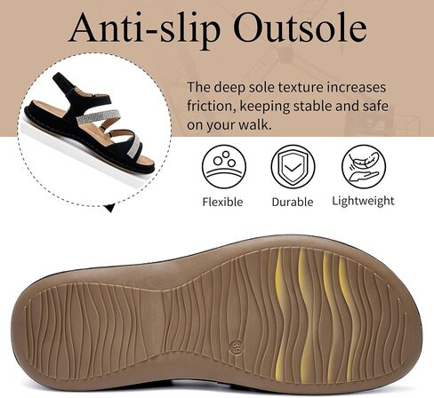 Womens Sandals Dressy Comfortable: Arch Support Soft Insole Sandal for Women - Rhinestones Casual Walking Summer Shoes in Saudi Arabia