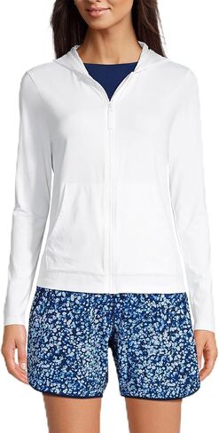 Lands' End Women's Sunshade UPF 50 Hooded Zip Front Rash Guard in Kuwait