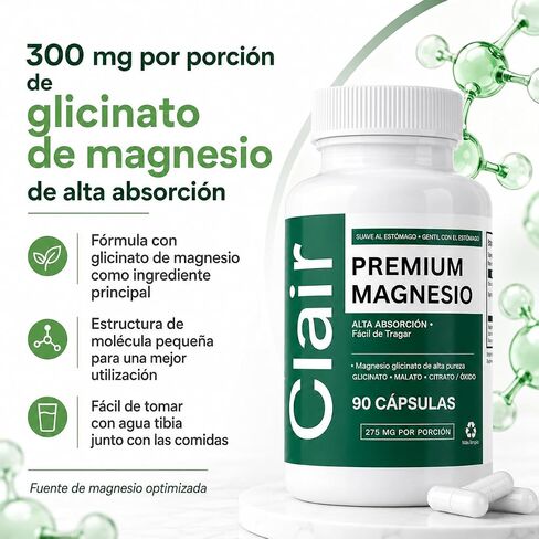 Clair Magnesio Premium, with B6 D3 Zinc – 4-in-1 Blend, Gentle on Stomach, Full Body Unwind – Muscle Relaxation + Digestive Comfort + Sleep Aid. (Glycinate, Malate, Citrate, Oxide) 90 Capsules in Saudi Arabia