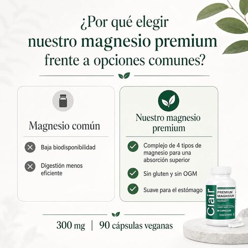 Clair Magnesio Premium, with B6 D3 Zinc – 4-in-1 Blend, Gentle on Stomach, Full Body Unwind – Muscle Relaxation + Digestive Comfort + Sleep Aid. (Glycinate, Malate, Citrate, Oxide) 90 Capsules in Saudi Arabia