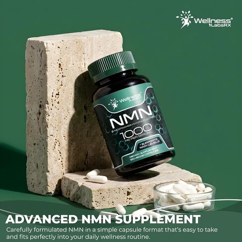 NMN Supplement 1000mg with Beta Nicotinamide Mononucleotide - NAD Support Formula for Cellular Energy, Healthy Aging, Vitality & Wellness – NAD Supplements for Women & Men - 120 Count in Saudi Arabia