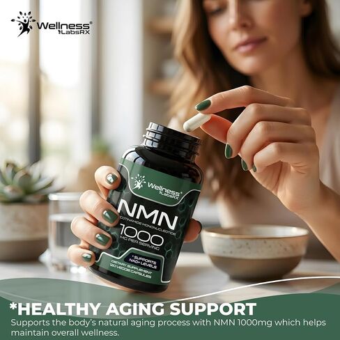 NMN Supplement 1000mg with Beta Nicotinamide Mononucleotide - NAD Support Formula for Cellular Energy, Healthy Aging, Vitality & Wellness – NAD Supplements for Women & Men - 120 Count in Saudi Arabia