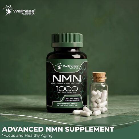 NMN Supplement 1000mg with Beta Nicotinamide Mononucleotide - NAD Support Formula for Cellular Energy, Healthy Aging, Vitality & Wellness – NAD Supplements for Women & Men - 120 Count in Saudi Arabia