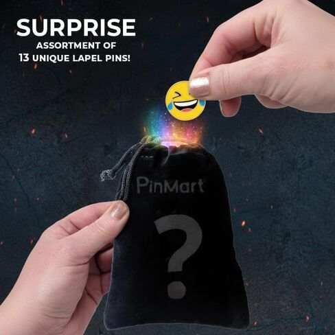 PinMart's Enamel Pin Mystery Bag – 13 Random Lapel Pins – Collector Surprise Pack – Quality Assorted Pins in Velvet Pouch – Gift for Pin Collectors in Saudi Arabia