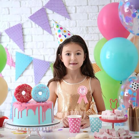 دبوس شارة صفيح لعيد الميلاد الثالث عشر من Pink Bow، دبوس زر لعيد الميلاد الثالث عشر لفتاة عيد الميلاد الوردي Rosette، قوس Coquette ثلاثة عشر جائزة شريط بروش لوازم الحفلات in Kuwait