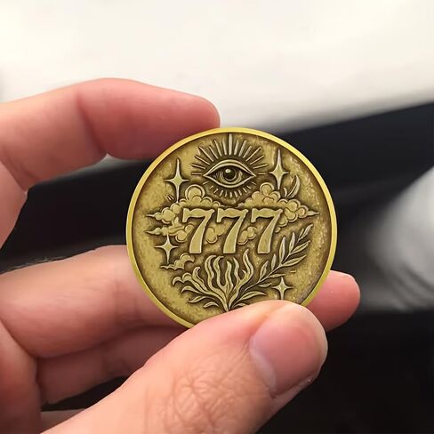 عملة محظوظة للعين التي ترى كل شيء - رقم 777، الثروة تفضل الشجعان، عملة تذكارية برموز غامضة وأنماط نجوم، رمز الرخاء in Kuwait