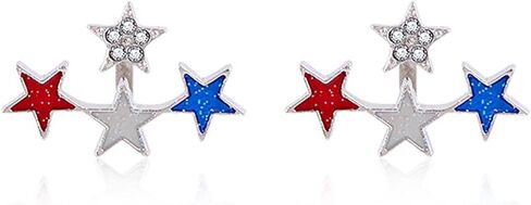 American Flag Stud Earrings for Women Cute Tiny USA Star Red White Blue Stud Earrings Fashion American Patriotic 4th of July Earrings Independence Day Jewelry in Kuwait