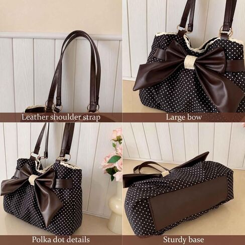 Polka Dot Tote Bag, Vintage Retro Purses for Women, Small Cute Shoulder Purse for Women, Trendy Purse with Bow, 2000s Aesthetic Purse in Kuwait
