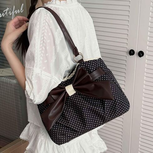 Polka Dot Tote Bag, Vintage Retro Purses for Women, Small Cute Shoulder Purse for Women, Trendy Purse with Bow, 2000s Aesthetic Purse in Kuwait