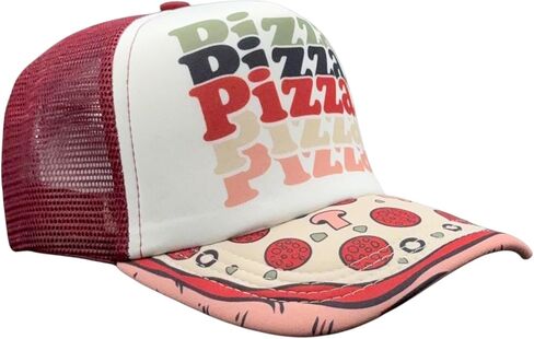 Funny Pizza Hat for Men – Pizza Bite Brim Graphic Cap with Food Themed Print – Mesh Back Novelty Trucker Hat for Comfortable Casual Everyday Wear and Playful Foodie Style Standard in Saudi Arabia