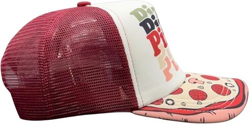 Funny Pizza Hat for Men – Pizza Bite Brim Graphic Cap with Food Themed Print – Mesh Back Novelty Trucker Hat for Comfortable Casual Everyday Wear and Playful Foodie Style Standard in Saudi Arabia