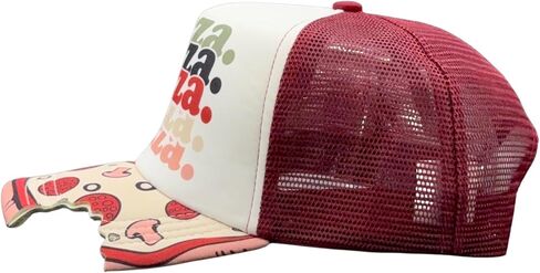 Funny Pizza Hat for Men – Pizza Bite Brim Graphic Cap with Food Themed Print – Mesh Back Novelty Trucker Hat for Comfortable Casual Everyday Wear and Playful Foodie Style Standard in Saudi Arabia