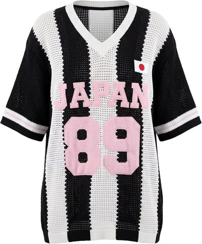 Women's Jersey Shirts Oversized Crochet Graphic Going Out Tops Crew Neck Short Sleeve Pullovers in Saudi Arabia