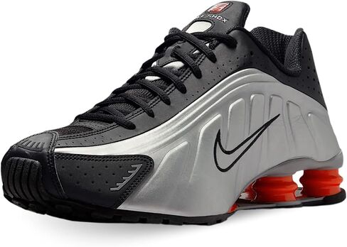 Metallic Silver & Black Nike Shox R4 with Picante Red & Metallic Silver Accents by Nike in Kuwait