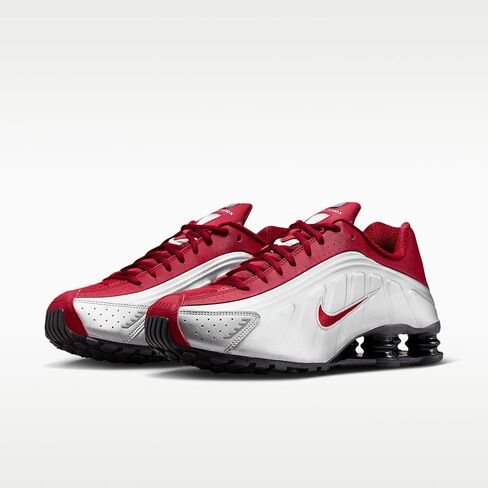 Nike Shox R4 Men's Shoes (Metallic Silver/Black/Team Crimson) in Kuwait