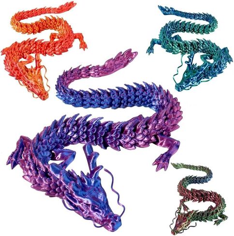2Pcs 23.62 in 3D Printed Dragon Big, Colorful Dragon 3D Printed Toys,Basket Stuffers for Kids and Teens, Ideal Christmas Halloween Easter Birthday Gifts in Kuwait