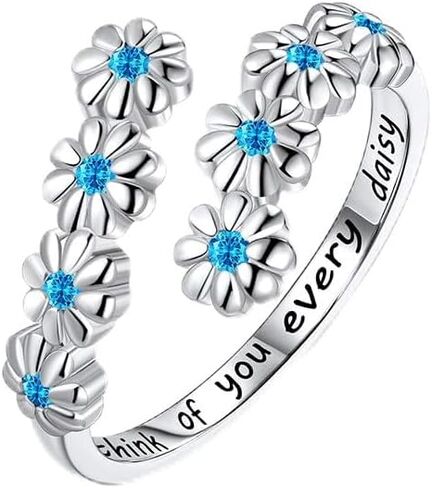 LYTTMAB Dainty Birthstone Daisy Sunflower Ring For Women, Sterling S925 Silver Birth Flower Ring, Ring for Mom Mother Daughter in Saudi Arabia