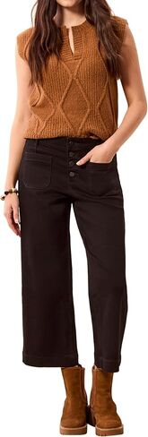Tribal Women's Mid-Rise Button-Fly Wide Leg Cropped Jean in Kuwait