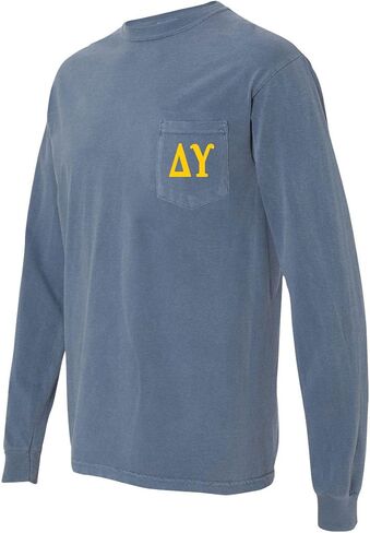 قميص Delta Upsilon Fraternity Comfort ذو ألوان جيب وأكمام طويلة in Kuwait