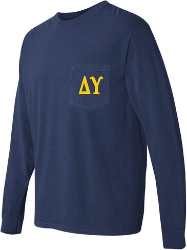 قميص Delta Upsilon Fraternity Comfort ذو ألوان جيب وأكمام طويلة in Kuwait