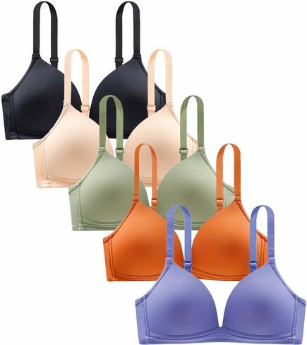 Teen Girls Seamless Bra 5 Pack Wire-Free Bras Adjustable Spaghetti Straps Underwears for Kids 10-18 Years in Kuwait