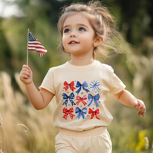 Kids 4th of July Shirt USA Flag Clothes Toddler Boys Girls Children Patriotic Tee Tops 1-7 Years in Saudi Arabia