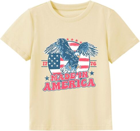 Kids 4th of July Shirt USA Flag Clothes Toddler Boys Girls Children Patriotic Tee Tops 1-7 Years in Saudi Arabia