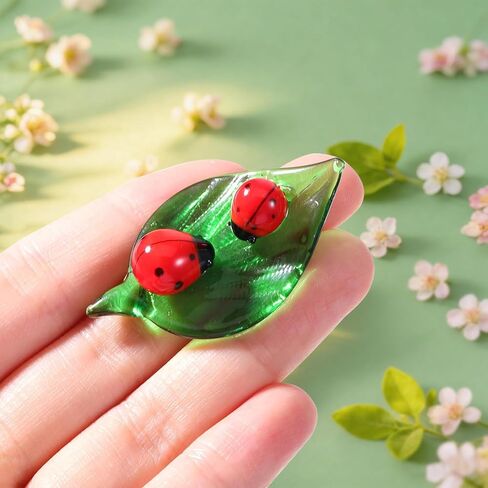 Small Ladybug Crystal Figurine, Glass Animal Figurines Mini Decor, Tiny Colorful Ladybug Insect Decoration, Collectible Crystal Gift for Home and Office in Kuwait