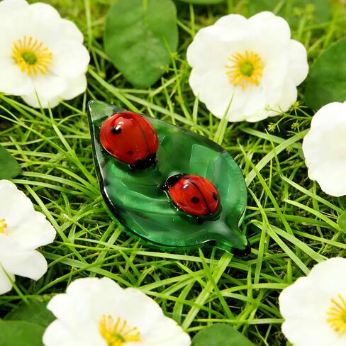 Small Ladybug Crystal Figurine, Glass Animal Figurines Mini Decor, Tiny Colorful Ladybug Insect Decoration, Collectible Crystal Gift for Home and Office in Kuwait