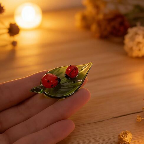 Small Ladybug Crystal Figurine, Glass Animal Figurines Mini Decor, Tiny Colorful Ladybug Insect Decoration, Collectible Crystal Gift for Home and Office in Kuwait