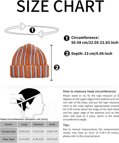 Rib Knit Striped Beanie Cuffed Winter Warm Casual Daily Hat for Unisex Adults in Saudi Arabia