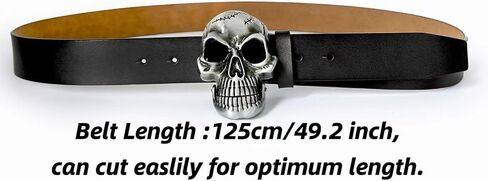Men's Skull Head Buckle Leather Belt Waist Band, Jeans Decorative Punk Belt (BLACK) in Saudi Arabia
