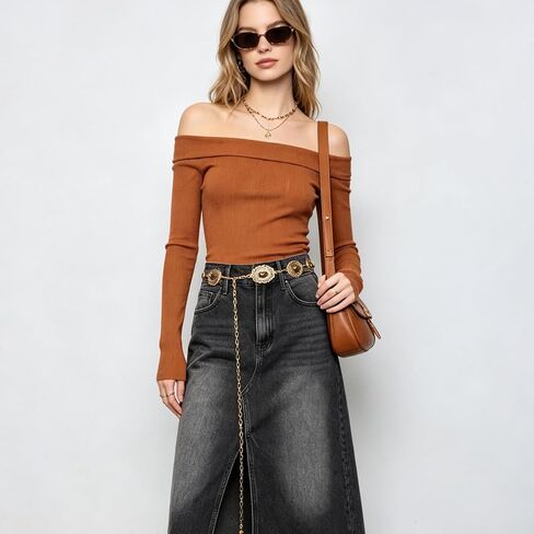 Women Fashion Gold Western Belt Metal Concho Belt for Cowgirl Waist Western Oval Belts Chain for Dresses Jeans Pants Country Concert Outfit in Saudi Arabia