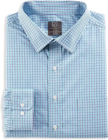 DXL Gold Series Big and Tall Easy Stretch Micro Check Dress Shirt, Green in Saudi Arabia