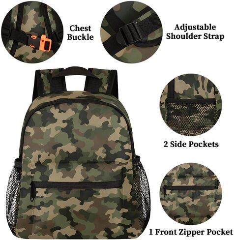 Toddler Backpack Military Camouflage Kindergarden Kids Bacpack for Boys Girls Preschool Bag Camo Lightweight Small Travel Rucksack Bag with Bottle Holder in Saudi Arabia