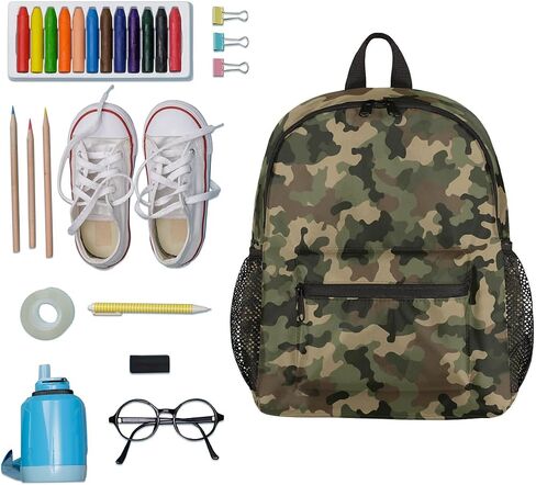 Toddler Backpack Military Camouflage Kindergarden Kids Bacpack for Boys Girls Preschool Bag Camo Lightweight Small Travel Rucksack Bag with Bottle Holder in Saudi Arabia