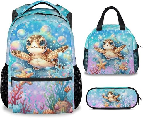 School Backpack with Lunch Box Set for Girls, 3PCS Axolotl Backpacks Matching Combo for Kids, Cute Animals Bookbag and Pencil Pouch Bundle for High School in Saudi Arabia