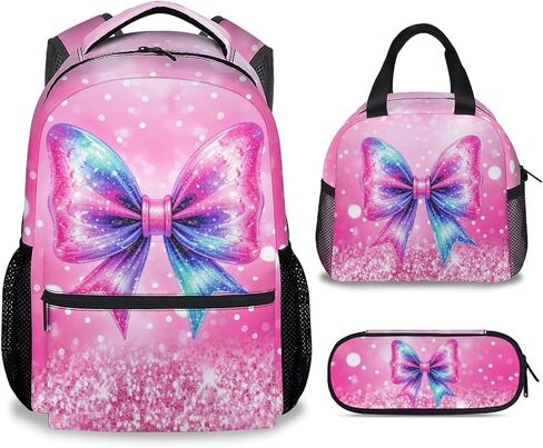 School Backpack with Lunch Box Set for Girls, 3PCS Axolotl Backpacks Matching Combo for Kids, Cute Animals Bookbag and Pencil Pouch Bundle for High School in Saudi Arabia