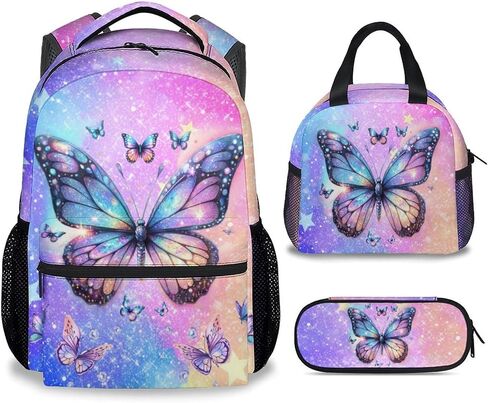 School Backpack with Lunch Box Set for Girls, 3PCS Axolotl Backpacks Matching Combo for Kids, Cute Animals Bookbag and Pencil Pouch Bundle for High School in Saudi Arabia