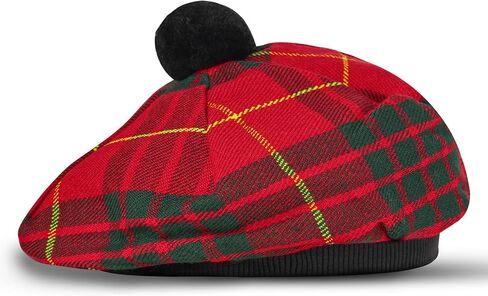 Scottish Hat Tam o' Shanter Acrylic Tammy Jimmy Flat Bonnet in Many Tartans in Kuwait