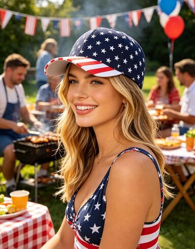 4th-of-July-Baseball-Cap for Women-Men-Independent-Day Star-Adjustable Sun Hat Unisex-Outdoor Trucker Hats-Dad Hat in Kuwait