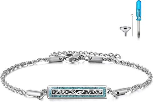 Turquoise Tree Of Life/Dragonfly/Hummingbird/Sunflower Bracelet 18K White Gold Plated Urn Bracelets For Ashes Memorial Jewelry For Women Female Mother Lover in Saudi Arabia