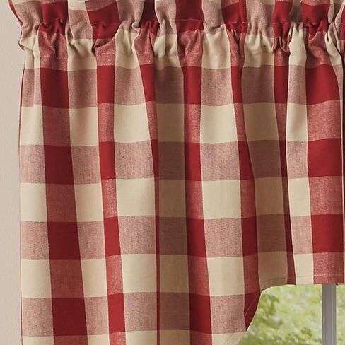Park Designs Garnet Buffalo Check Swag Pair | Rustic Cotton Window Curtain Valance | Rod Pocket Farmhouse Drapes for Kitchen Bathroom Living Room Country Cabin Decor | 72" x 36" in Kuwait