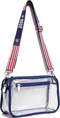 Clear Crossbody Bag Stadium Approved, with Adjustable Strap, Transparent Purse for Game Day, Concerts & Festivals in Kuwait